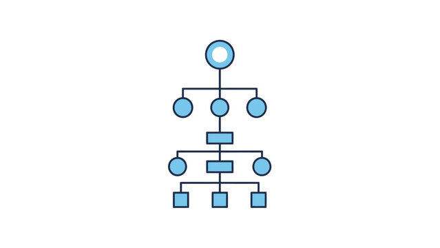 Simple flowchart with blue shapes and lines against a white background