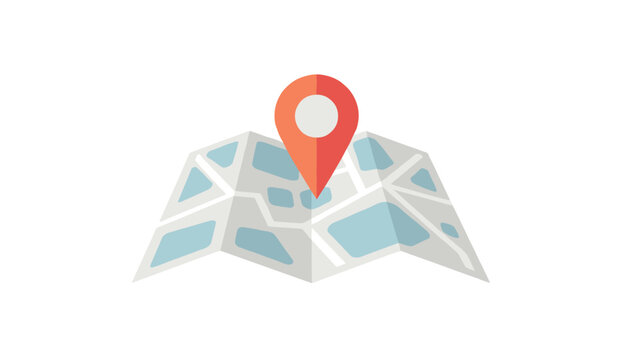 Stylized map with a single red location pin marker placed in the center representing navigation or a point of interest for travel planning.