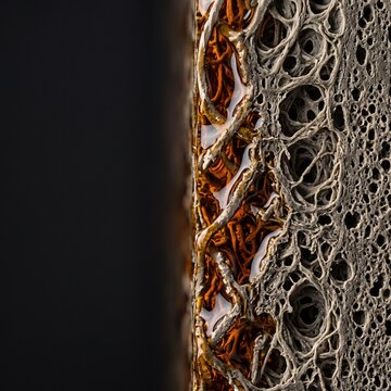 Creative Bone, porous tissue, osteon structure, microscopic view, human anatomy 2k