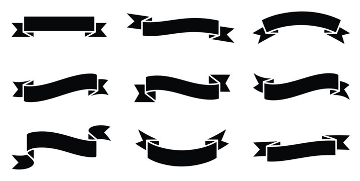 Ribbon banners, vintage decorative scrolls for labels, badges