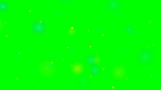 Abstract Glowing Colorful Bokeh Particles and Light Spots Floating on Green Screen Background for Compositing and Video Production