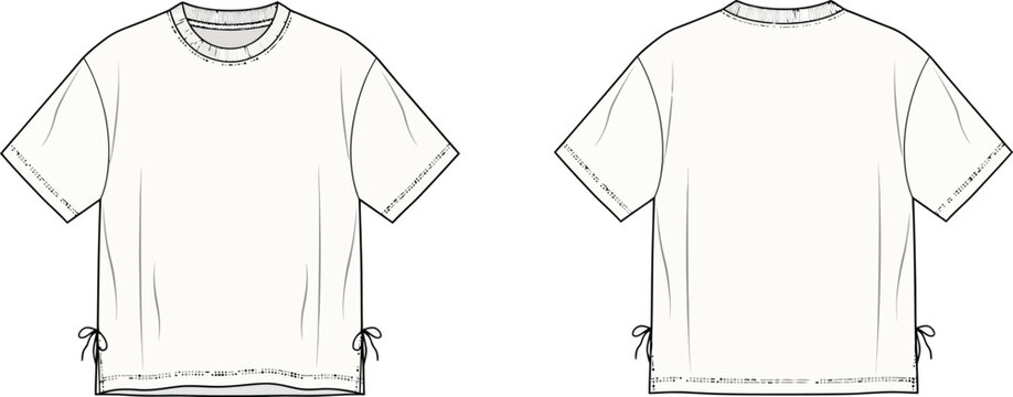 Fashion technical illustration women's long sleeve blouse with balloon sleeves