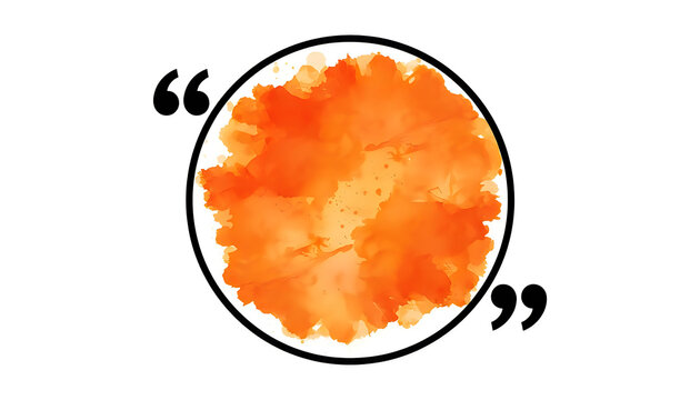 Orange watercolor circle frame with quotation marks illustration