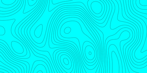 Abstract topographic map background with cyan, turquoise color and black elevation contour lines, seamless geographic terrain grid pattern mountain relief texture for graphic design.  © Abu Bokkor Siddique