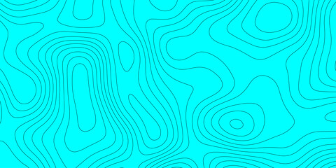 Abstract topographic map background with cyan, turquoise color and black elevation contour lines, seamless geographic terrain grid pattern mountain relief texture for graphic design.  © Abu Bokkor Siddique