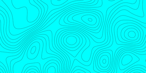 Abstract topographic map background with cyan, turquoise color and black elevation contour lines, seamless geographic terrain grid pattern mountain relief texture for graphic design.  © Abu Bokkor Siddique