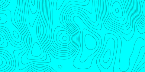 Abstract topographic map background with cyan, turquoise color and black elevation contour lines, seamless geographic terrain grid pattern mountain relief texture for graphic design.  © Abu Bokkor Siddique