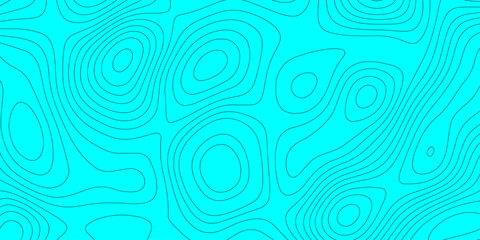 Abstract topographic map background with cyan, turquoise color and black elevation contour lines, seamless geographic terrain grid pattern mountain relief texture for graphic design.  © Abu Bokkor Siddique