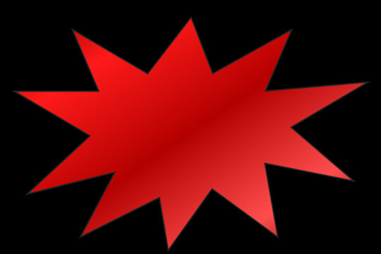 Luxury 3D metallic ruby red explosion star shape badge seal
