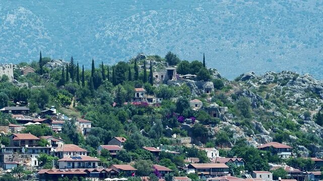 Picturesque Kalekoy Village and Ancient Simena Ruins on the Turkish Mediterranean Coast