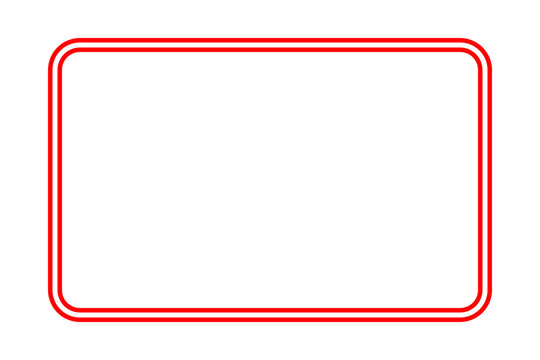 Red neon glowing rounded rectangle frame transparent background graphic design template