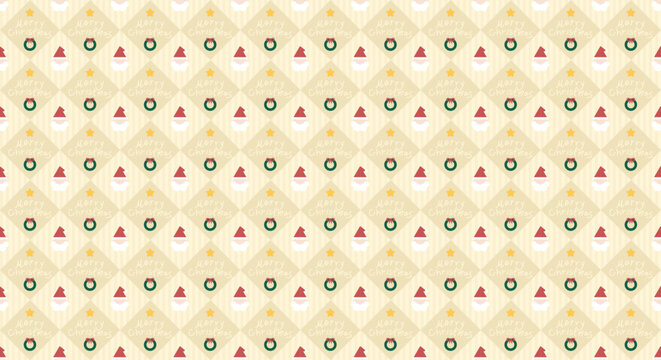 Vintage Christmas Santa Claus argyle pattern