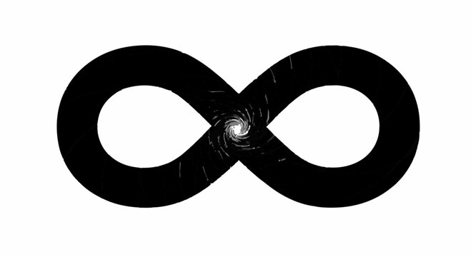Endless loop of abstract energy and motion within an infinity symbol