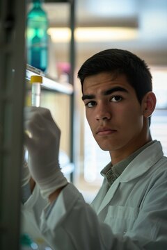 Environmental scientist working with laboratory samples