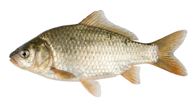 Fresh raw crucian carp fish isolated with swimming wildlife isolated