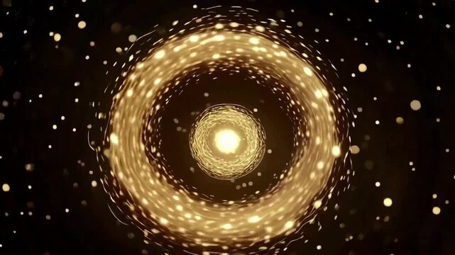 Golden Vortex Motion Background with Glowing Particles Floating