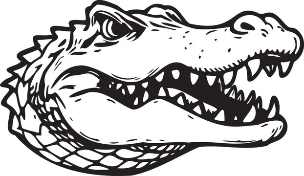 Aggressive Alligator Head Mascot Vector Illustration - Fierce Crocodile Logo for Esports, Gaming, and Tattoo Design