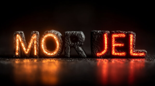 Glowing Moral text illuminated on dark surface representing justice concept in cinematic style