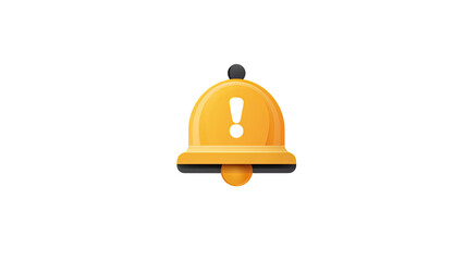 Fototapeta premium yellow notification bell icon with alert symbol isolated on white background digital reminder concept for modern communication designs 
