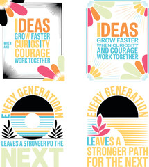 Naklejka premium Inspirational motivational quotes posters with colorful designs and typography on white background encouragement and positivity through art and words