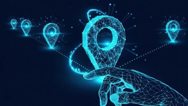 Blue glowing brain hologram animation with neural connections