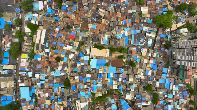 Drone photography showing urban housing pattern in Mumbai