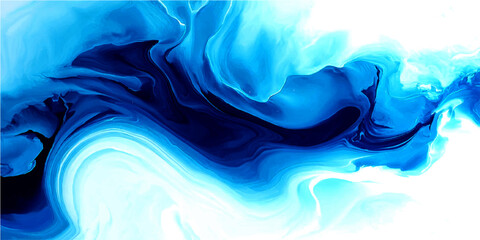 Abstract swirling vortex of deep and light blue ink or paint in water, creating a dynamic and mesmerizing fluid art formation, suggestive of ocean currents or nebulae © Sanatçi