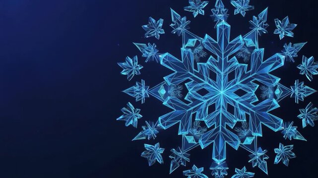 Blue glowing snowflake explosion animation seamless loop burst