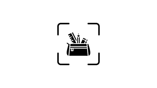 Stationery case icon with animated scanning effect for educational digital interface design.