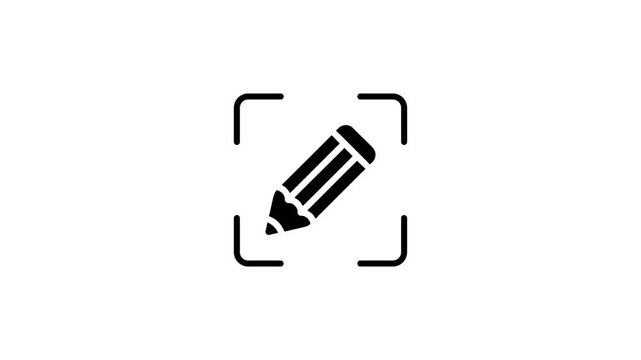 Pencil drawing icon with scanning effect, graphic animation, digital concept.