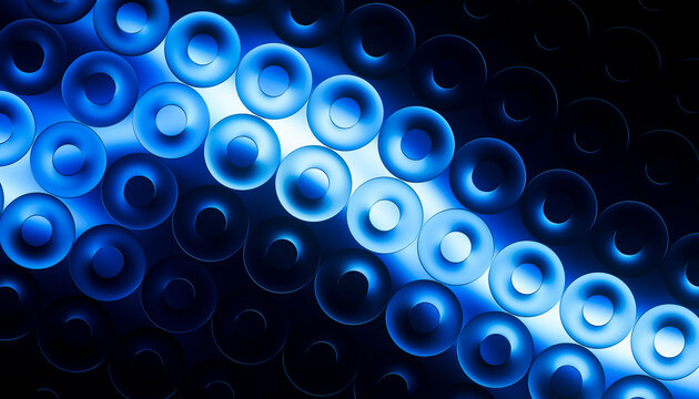 3D blue torus stream crosses a dark technology wallpaper.