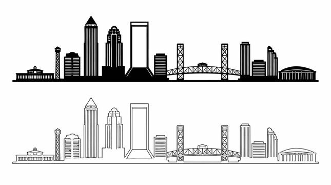Jacksonville Florida Skyline Silhouette Icon Set