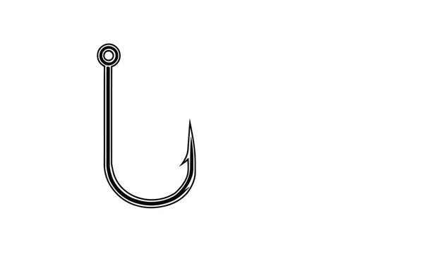 Fishing Hook Vector Illustration Isolated on White Background with Sharp Metal Fishhook Tackle Bait Angling Equipment for Sport Fishing and Catch Design
