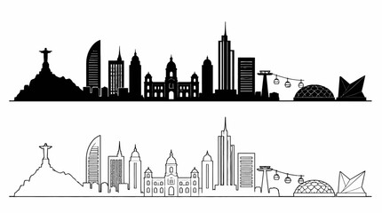 Obraz premium Rio de Janeiro skyline silhouette, flat vector illustration