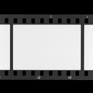 35mm black and white negative film with perforations and number marks.