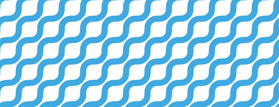 Seamless groovy wave pattern. Retro 70s interlocking diagonal blue lines vector background texture. Diagonal wavy mesh background. vector illustration