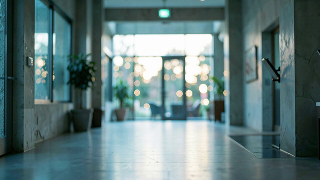 Tranquil Hotel Lobby Captured In One Point Perspective