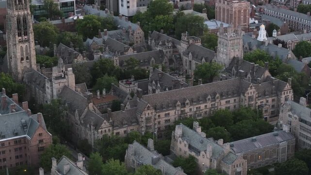 Aerial view of Yale University. Shot on an overcast summer day