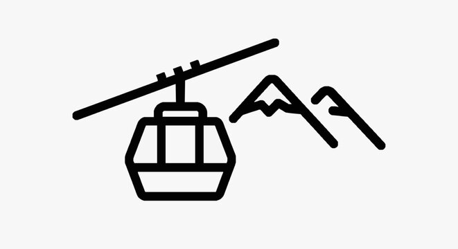 Cable Car System Sketch Illustration.
