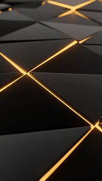 Black geometric triangles with orange glowing light