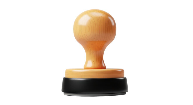 Classic round wooden office rubber stamp with black base stationery business
