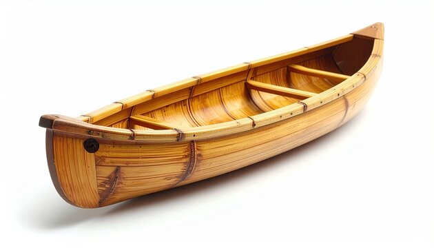 Wooden Rowboat Painted Natural Finish with Ribs and Oarlocks
