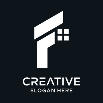 Letter F logo with creative abstract element Premium Vector