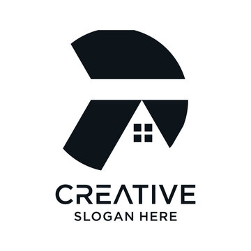 Letter F logo with creative abstract element Premium Vector