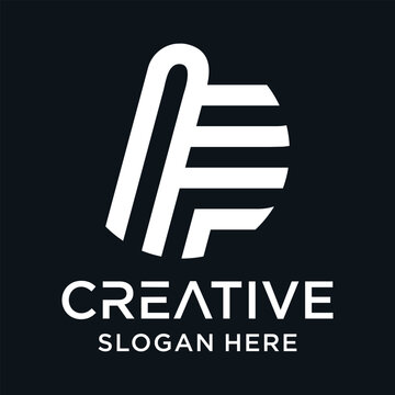 Letter F logo with creative abstract element Premium Vector