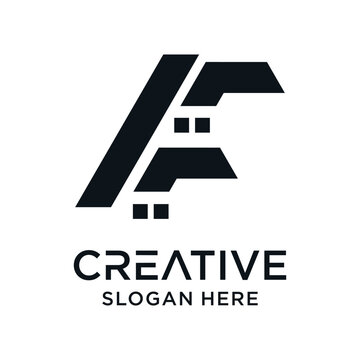 Letter F logo with creative abstract element Premium Vector