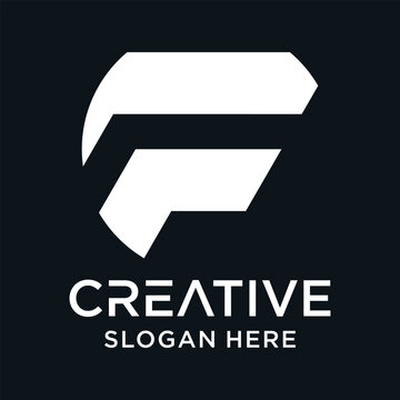 Letter F logo with creative abstract element Premium Vector