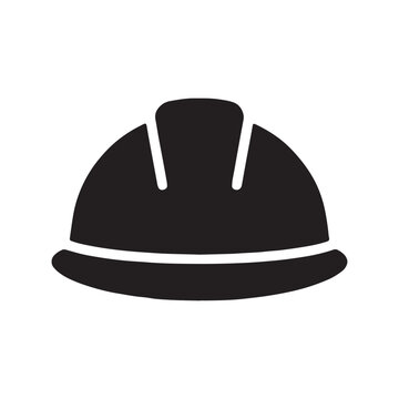 Hard hat construction helmet icon symbol for safety at work site with construction industrial protection