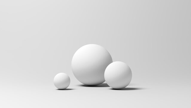 Three white spheres. 3d illustration.