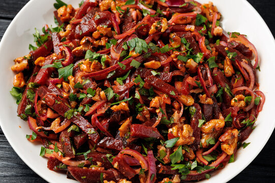 Sweet and Tangy Beetroot Salad with Walnuts and Pomegranate Molasses